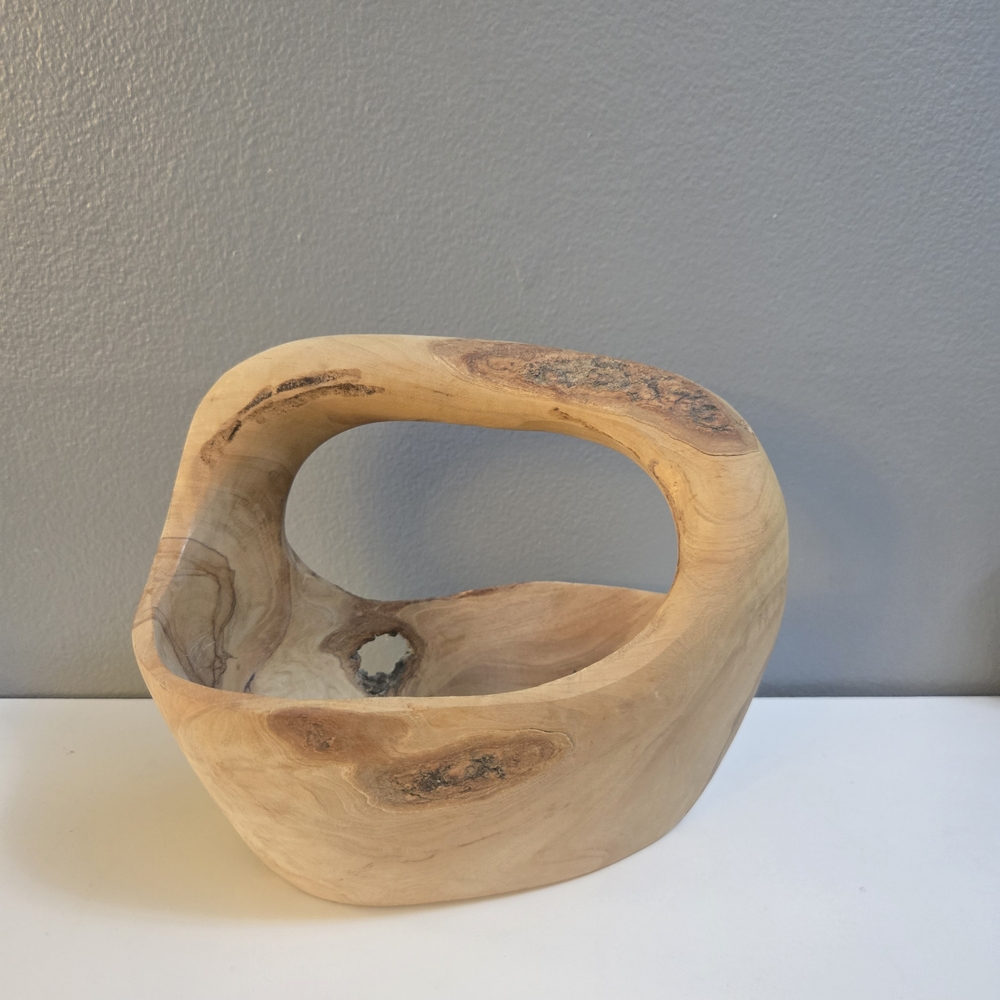Natural Wood Hand Carved Art Sculpture/Basket